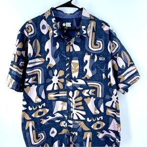 Salty Crew Men's Blue and Brown‎ Abstract Shirt